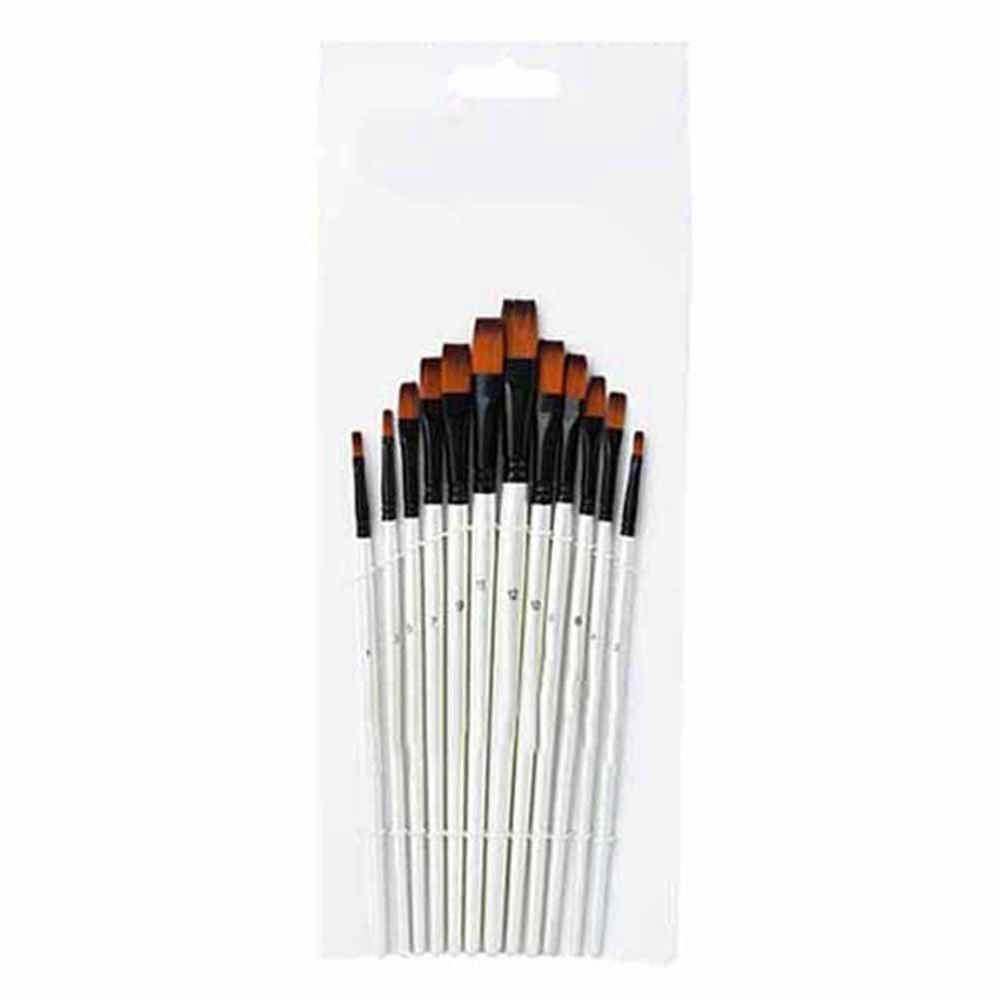 12PCS Pearl White Paintbrushes Nylon Hair Painting Tool Paint Brush Set  Detail Outline Painting