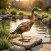 Metal Duck Garden Statue Hand-Painted Bird Decoy Nature-Nature-Themed for Patio