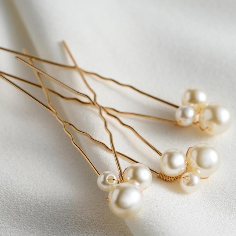 Women U-shaped Hairpin Pearl Barrette Clip Hairpins Leaf Bridal Hair Jewelry Accessories DIY Wedding Hairstyle Design Tools Gift