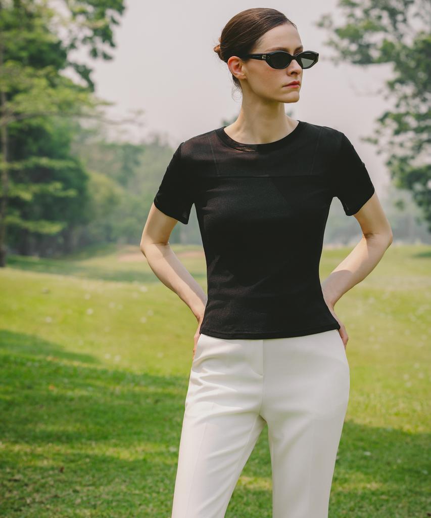 OBER GOLF Soft Mesh Half-Sleeve Base Top (Black)