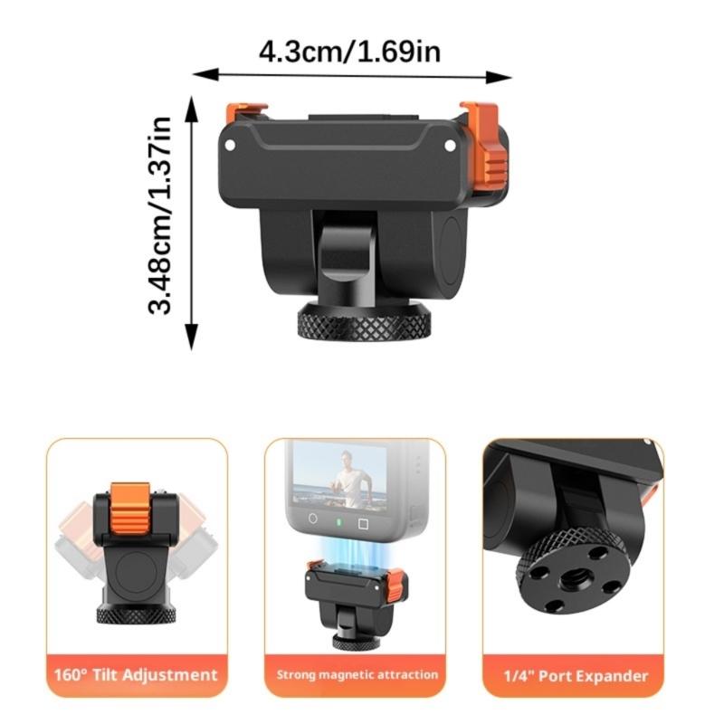 Camera Quick Release Mount Bracket With Magnetic Locking System For Action 5Pro/4/3 Camera And Tripod Compatibility