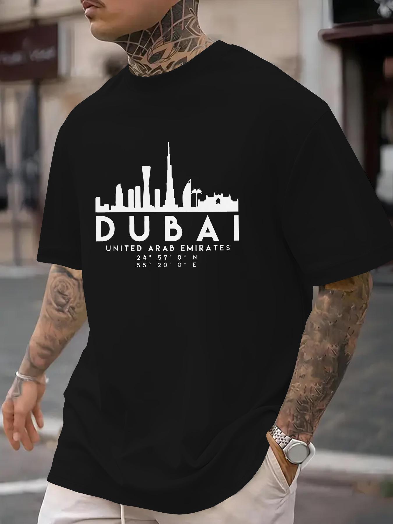

Dubai Print T-Shirt 100% Cotton O-Neck Short Sleeve Summer Casual Mens T-shirt Streetwear - Men s Summer Cotton Graphic Tee S разноцветный