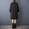 DIMANAF 2025 Women Plus Size Autumn Shirt Dress Long Sleeve Loose Casual Oversize Vintage Dress Black