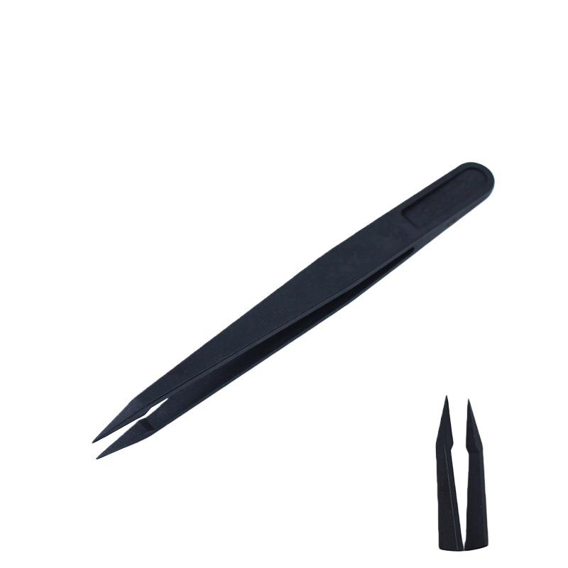 Insulated Anti-Static Black Tweezers - Industrial-Grade Nylon Tweezers with Pointed Electronic Repair Specialized  Tool
