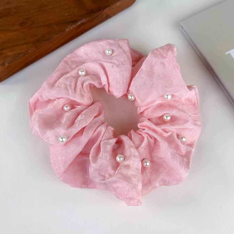 Retro Perlen Haargummis Sommer Sanft Einfarbig Haarband Stirnband für Frauen Mädchen Elegant Elastisch Zopf Haarseil