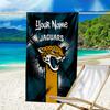 Custom Name Beach Towel Jaguars Team Spirit Beach Towel, Soft Microfiber, Gift for Her/Him, Birthday, for Pool, Beach, Travel, Fan Gifts