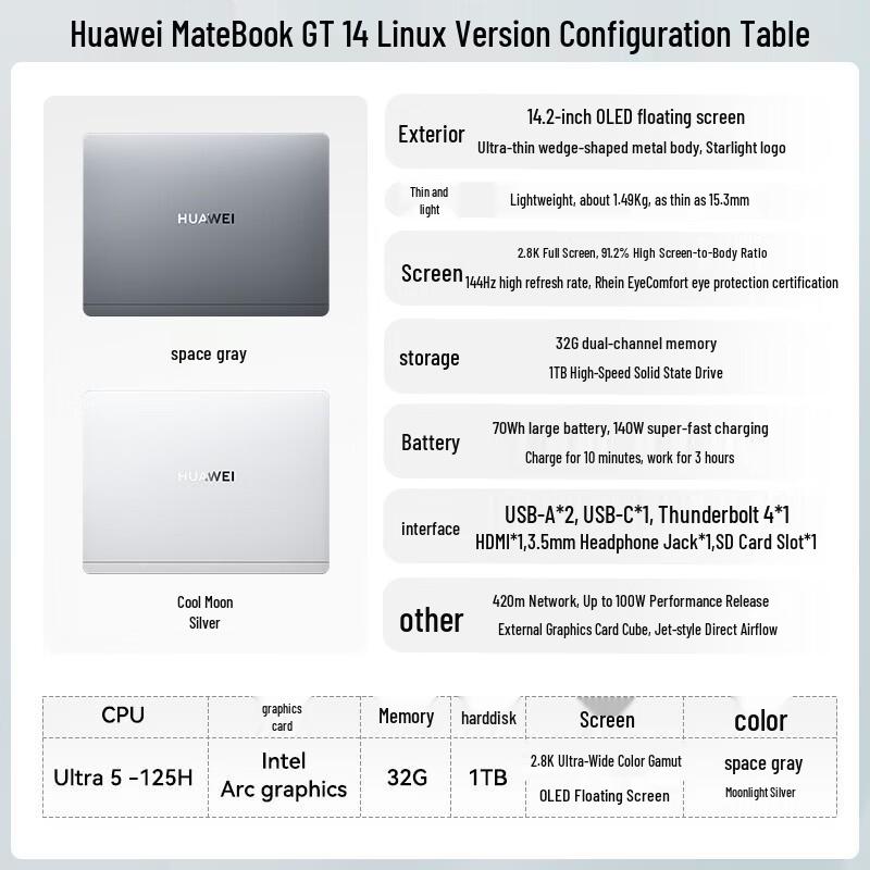 Huawei MateBook GT 14 Linux 2.8K Touchscreen Laptop (CN version)