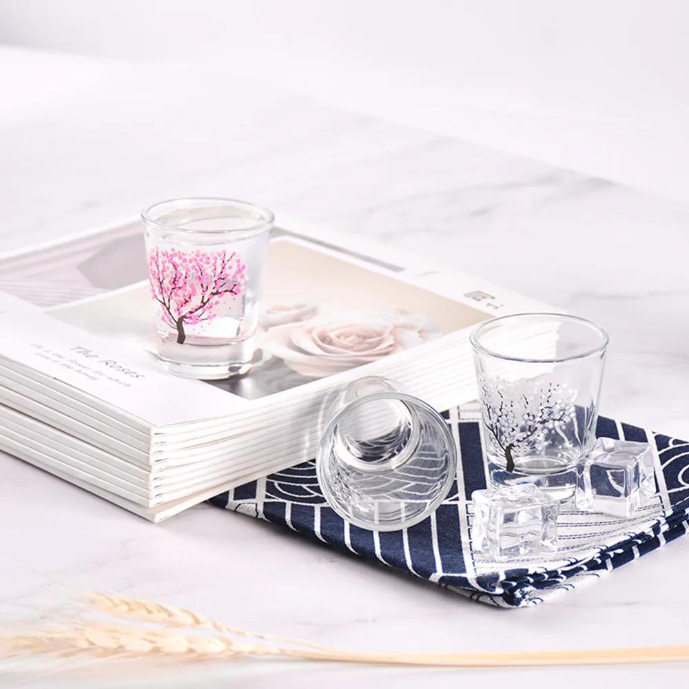 4Pcs Temperature Change Color Vodka Shot Glasses Transparent Heat Resistant Small Glass Vodka Cup Bar Barware Set Wine Glass