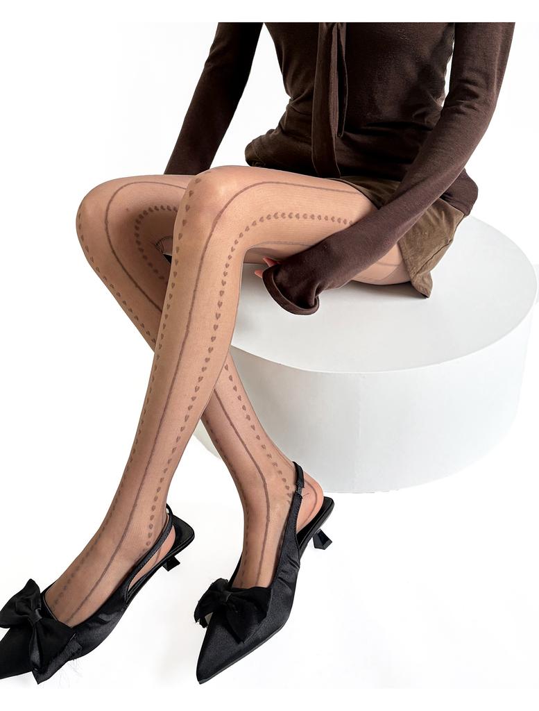 Summer Ultra-Thin Sweet Heart Women Tights Vertical Pattern Body Stockings Pantyhose Lingerie Hosiery Sexy Stockings Pantyhose