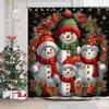 Christmas Tree Snowman Print Bathing Curtain Bathroom Shower Curtain With 12 Hooks Bathroom Home Decor And Accessories