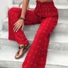 Nuovi Pantaloni Casual da Donna a Vita Alta in Jacquard a Gamba Larga