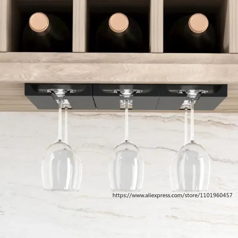 2PC Multi-functional Wine Glass Hanging Rack for Kitchen Cabinet Bar Organizer Wall-mounted Wine Glass Holder for Space-saving