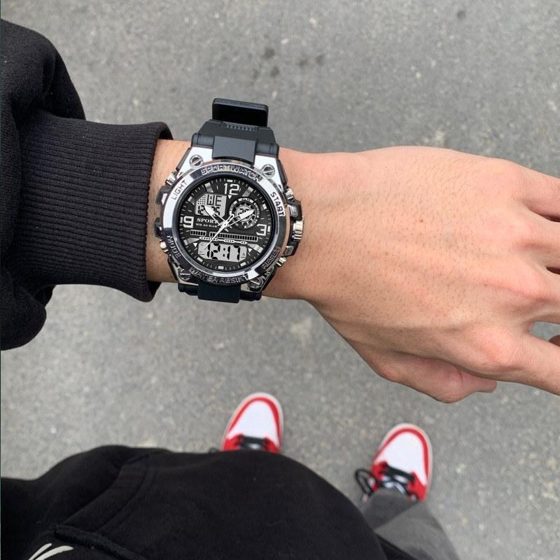 Sports Waterproof Watch Male Student Double Display Mysterious Special Forces Leisure Mountaineering Luminous Multi-Function Electronic Watch
