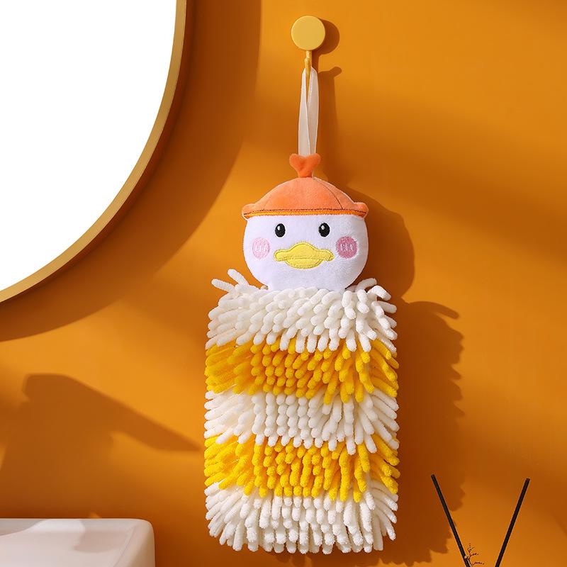 

Creative Two-Tone Duck Kitchen Towel Dual-Use Hanging Absorbent Quick-Dry Square Towel жёлтый/белый