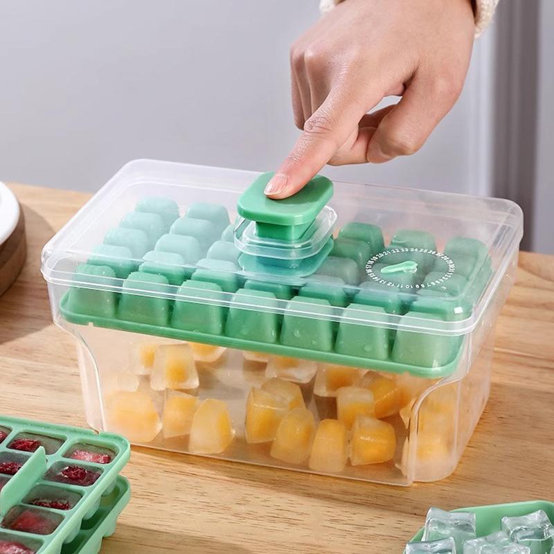 34/68 Compartments Ice Cube Mould Press Type With Lid Home Ice Box Ice Tool Freezer Ice Cube Maker Gifts