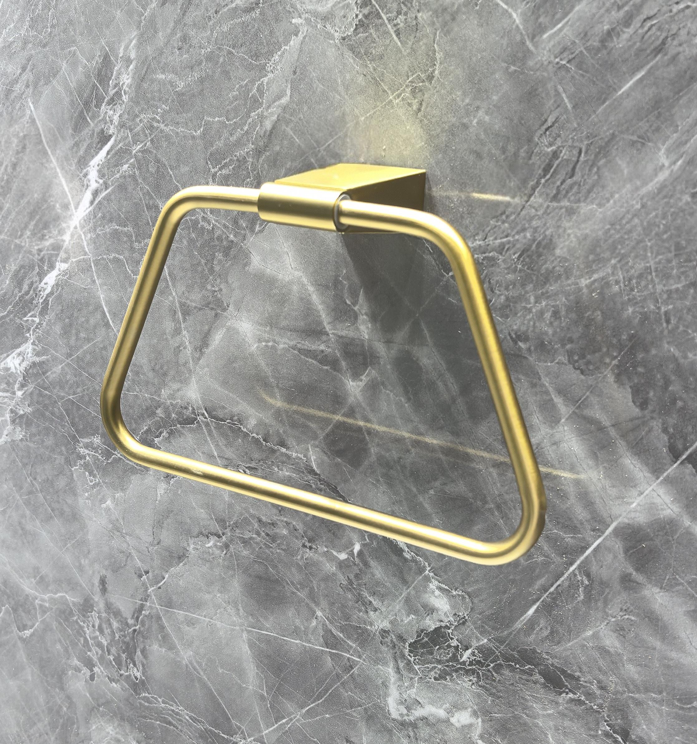 JIEQUAN Modern Luxury Brushed Gold  Bathroom Hotel  Kitchen Bath Towel Holder Stainless Steel Towel Ring Hangers Wall Mount Ring (as the picture,Brushed Titanium Gold)