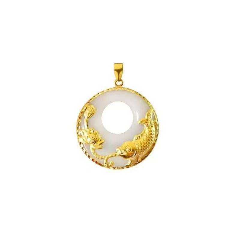 Xiaohongshu Luxury Koi Lotus Pendant Necklace for Women - Elegant Peace Buckle Clavicle Chain