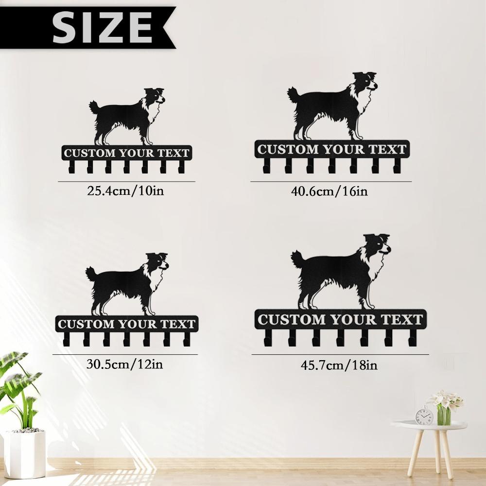 Metal Dog Leash Holder with Custom Name, Key Hooks Wall Organizer for Entrance, Pet Accessories Storage Rack