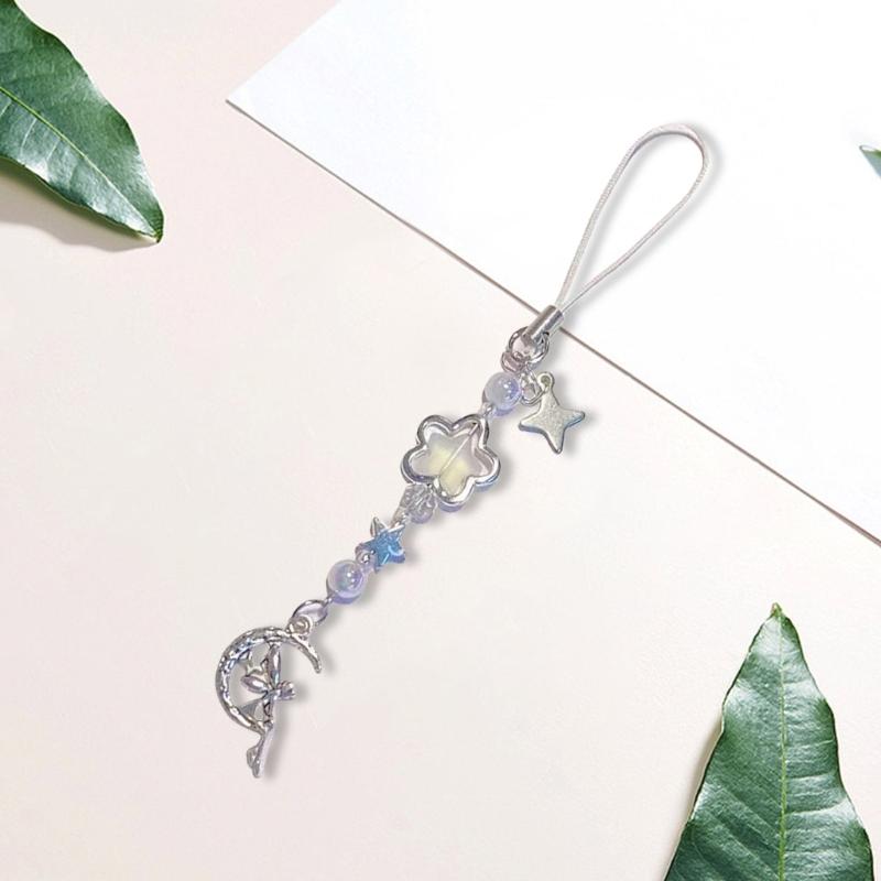 Handmade Beaded Phone Charm Colorful Elf Pendant Keyring Accessory Fashionable Resin Lanyard for Bags and Purses