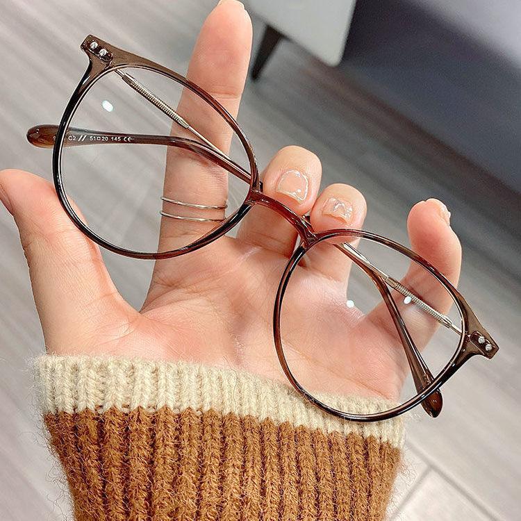 Myopia Glasses Retro Flat Glasses Black Frame Anti-blue Glasses