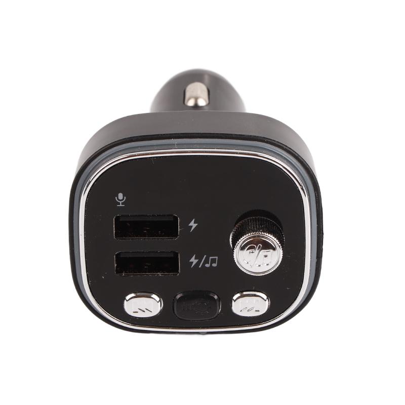 Car Bluetooth Player 2 USB Ports Charger 7 Color Lights FM Transmitter For Hands Free Calling Silver