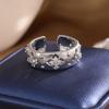 ZAKOL Elegant Four-leaf Flower Zircon Open Ring for Women Vintage Gold Color Couple Rings Luxury Zircon Gift