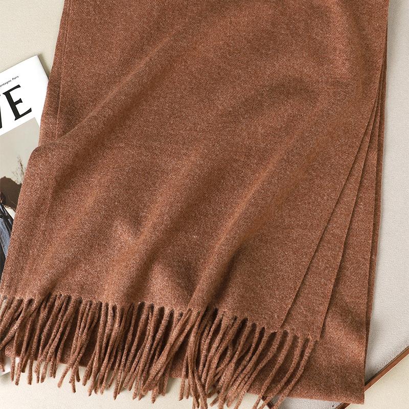 Kaffee Schal für Damen Lange Warme Kaschmirschals Winter Hijab Einfarbig Damen Stola Wickel Weiblich Pashmina Bandana Kopftücher