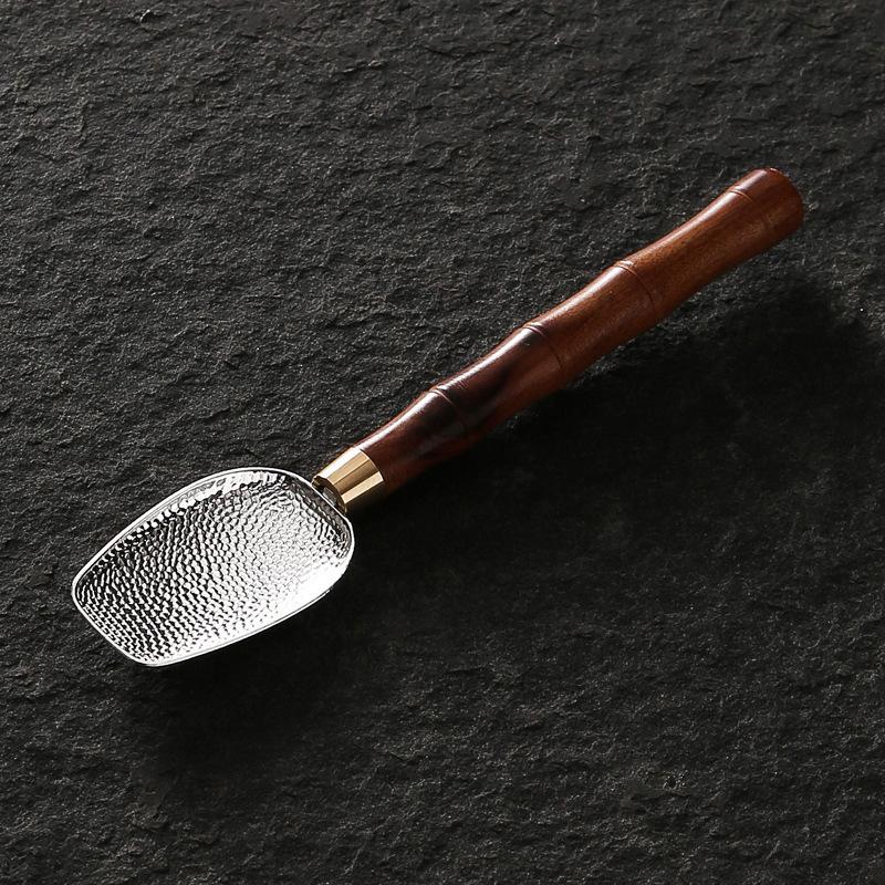 Kung Fu tea, copper alloy tea, tea dial, tea ceremony six gentlemen solid wood, tea tool teaspoon, tea shovel teaspoon