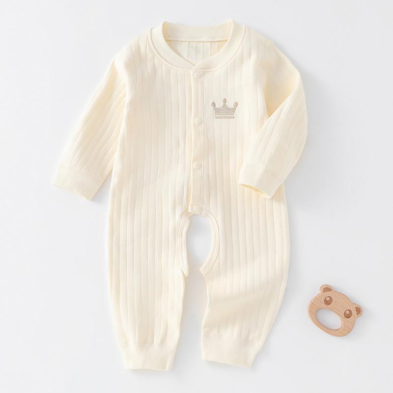 Baby Cotton Long Sleeve Romper With Bone Free Design For Newborns And Infants