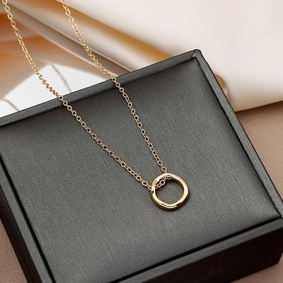 Collana Minimalista con Pendente Rotondo Irregolare per Donna