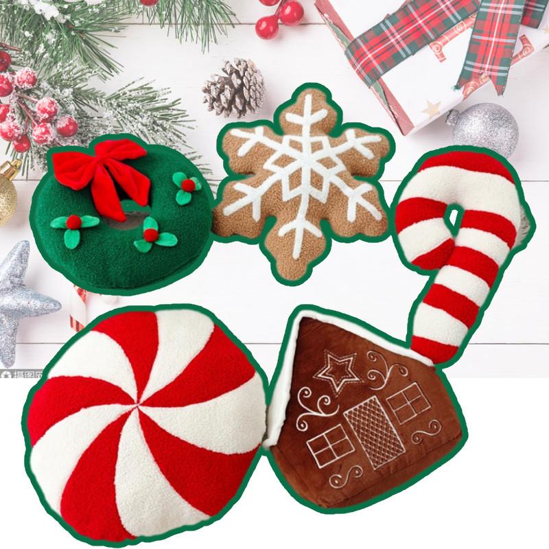 Plush Christmas Throw Pillow Cushion Garland Shape Stuffed Toy Doll Xmas Decor