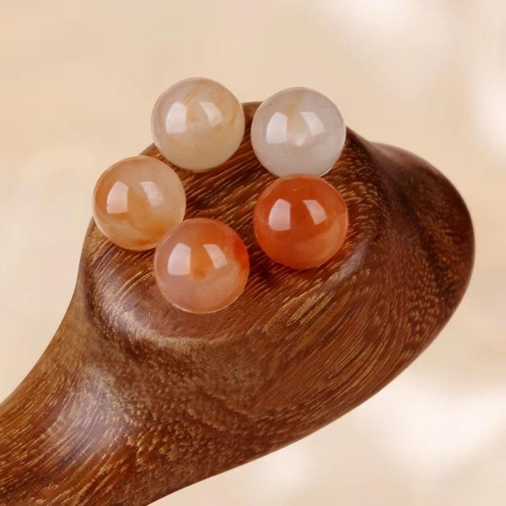 Five Beads Eye Massage Stick Sandalwood Handle Face Roller Massager Manual Massager  Eye Area