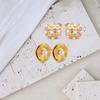 Elegant Metal Weave Stud Earring Jewelry Accessory for Women Featuring Gold Plated Sturdy Stainless Steel and Pearls