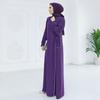 Side Tie Long Sleeve Plus Size Muslim Women Dress Abaya
