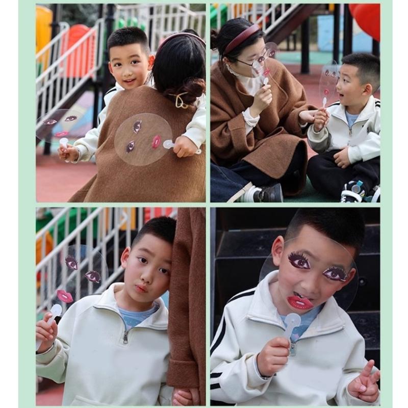 Fun Abstract Art Red Lips Print Plastic Hand Fan Portable Cooling Accessories For Event Parties Photo Props Decoration