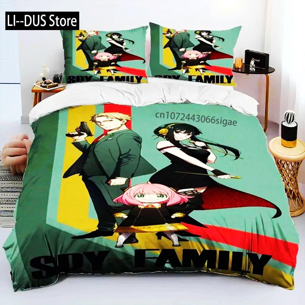 Anime SPY×FAMILY Anya Bedding Set Boys Girls Twin Queen Size Duvet Cover Pillowcase Bed Boys Adult Fashion Home Textileextile