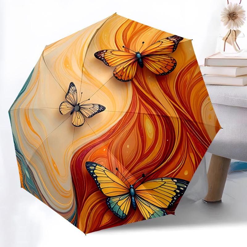 1pc Butterfly Flow Automatic Folding Umbrella - 8-Rib Compact Travel Umbrella Durable & Portable for Outdoor Use, Perfect Gift for Birthdays038