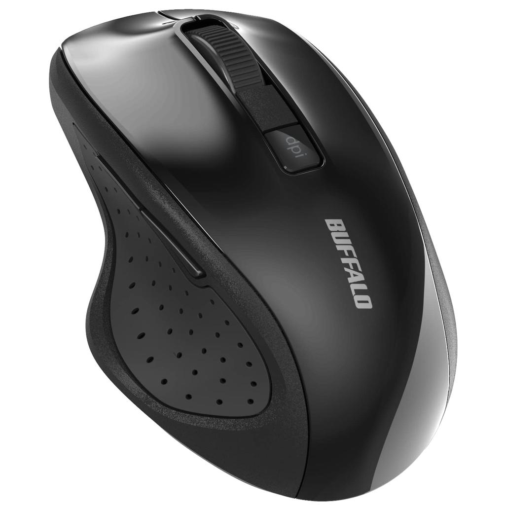 Buffalo 5-Button Bluetooth 5.0 Blue LED Mouse, Black, with BackForward Buttons, Energy-Saving, BSMBB305BK