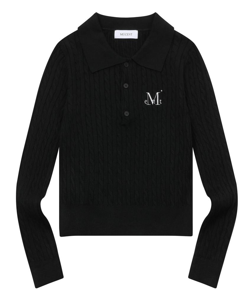 MUCENT Le Melo Collared Button Crop Knit (3 Colors)