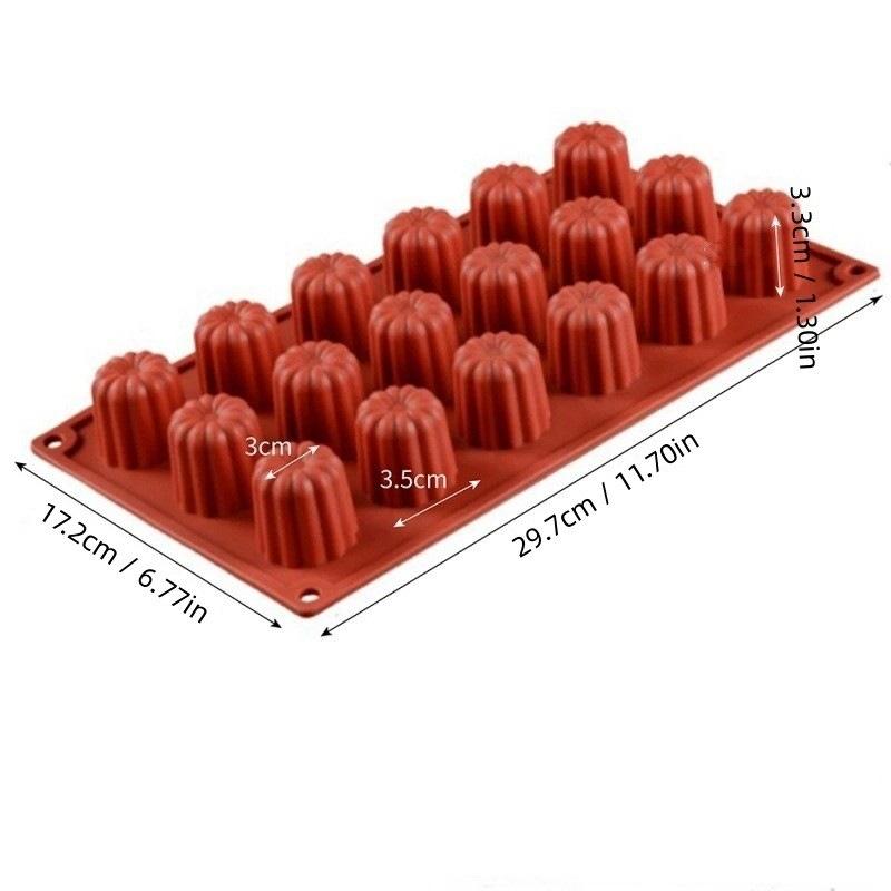 8/18 Cavity Silicone Canele Mold Mini Nonstick Canneles Cake Pan for Mousse Fondant Muffin DIY Baking Tray Kitchen Accessories