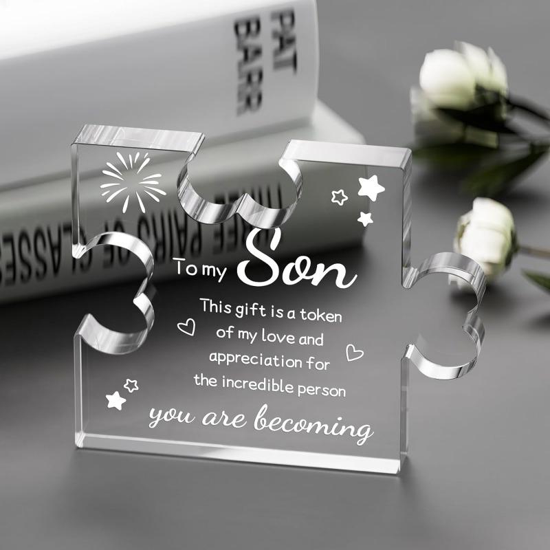 Puzzle Ornamen - Perfect Birthday, Graduation, or Back To School Gift for Son, Nurseries, Home Desk Living Room Acrylic Decoration, Classic Style H