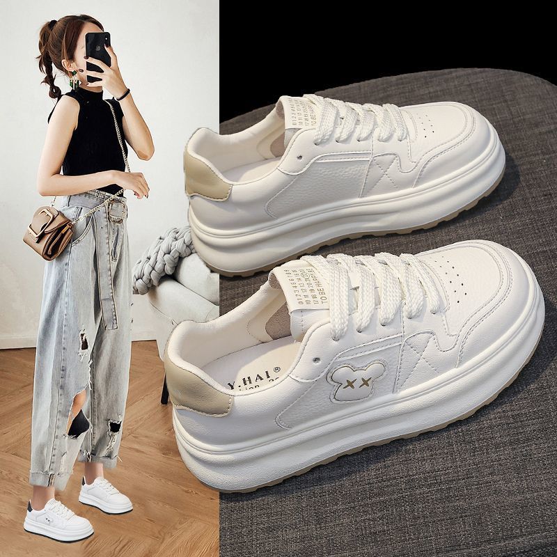 Sports Fashion Thick Sole Heightening Bear Foreign Style Casual Foreign Style Little White Shoes Women's 2025 Spring and Summer Lightweight Boar