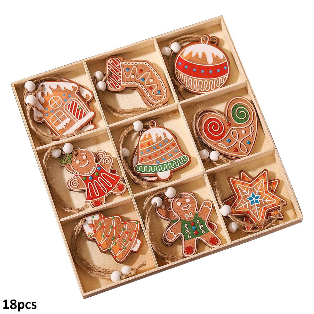 

18шт Рождественский Гринч Деревянные украшения Подвесной кулон Рождественская елка Домашний декор C