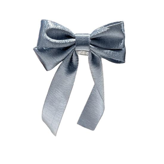 Hairpin French Style Satin Long Ribbon Bow Decor Anti-slip Teeth Back Head Hair Clip Strong Clamping Force Versatile Hair Clip