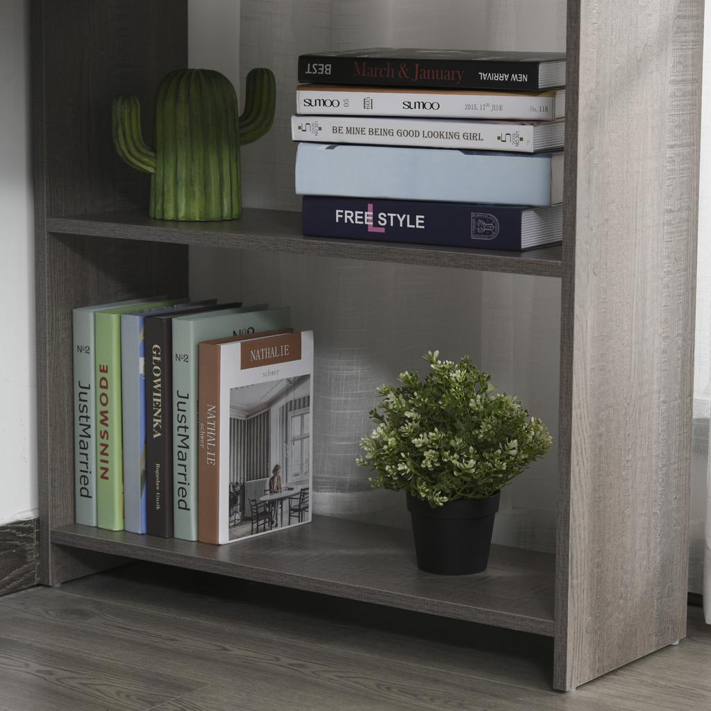 L-Shaped Corner Computer Desk W/ 2 Shelves Wide Worktop Keyboard Tray Drawer & CPU Stand Home Office Study Bedroom Furniture Grey