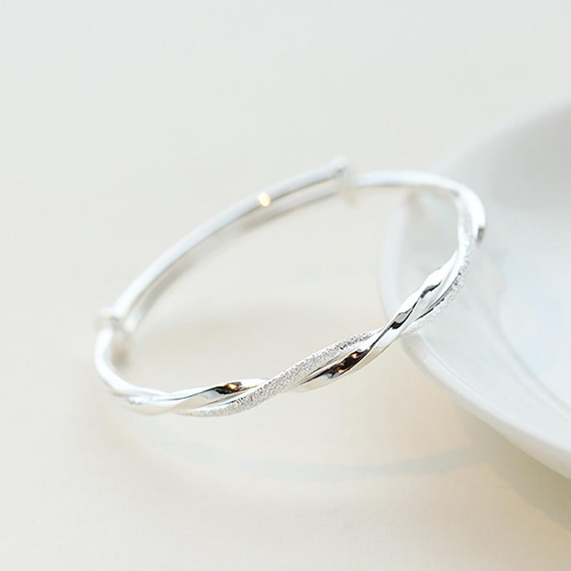 Fashion Twisted Weaving Charms Bracelets Bangles for Women Vintage Jewelry Silver Adjustable Bangle pulseras para mujer