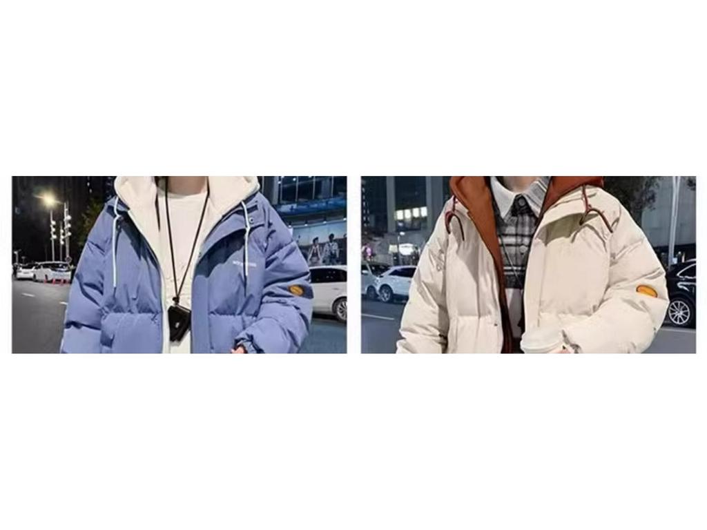 Men's Winter Cotton Printed Casual Jacket - Hong Kong & Korean Style, Thickened, Loose Fit, Stand Collar.