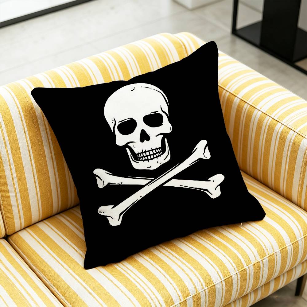 For Fish Cat Skull Pirate Jack Rackham Jolly Roger Throw Pillow Cover Case Custom Decorative Pillowcase Accent Cushion Covers