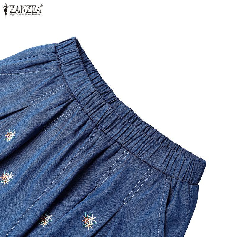 ZANZEA Women Summer Casual Elastic Waist Loose Print Shorts