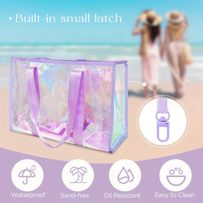 Beach Bag Clear Large Capacity Multifunctional Iridescent Beach Bag for Women Pvc Reusable Pool Pouch